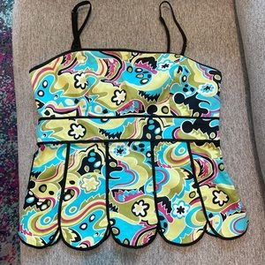 Colorful and fun corset blouse, can be worn with or without straps